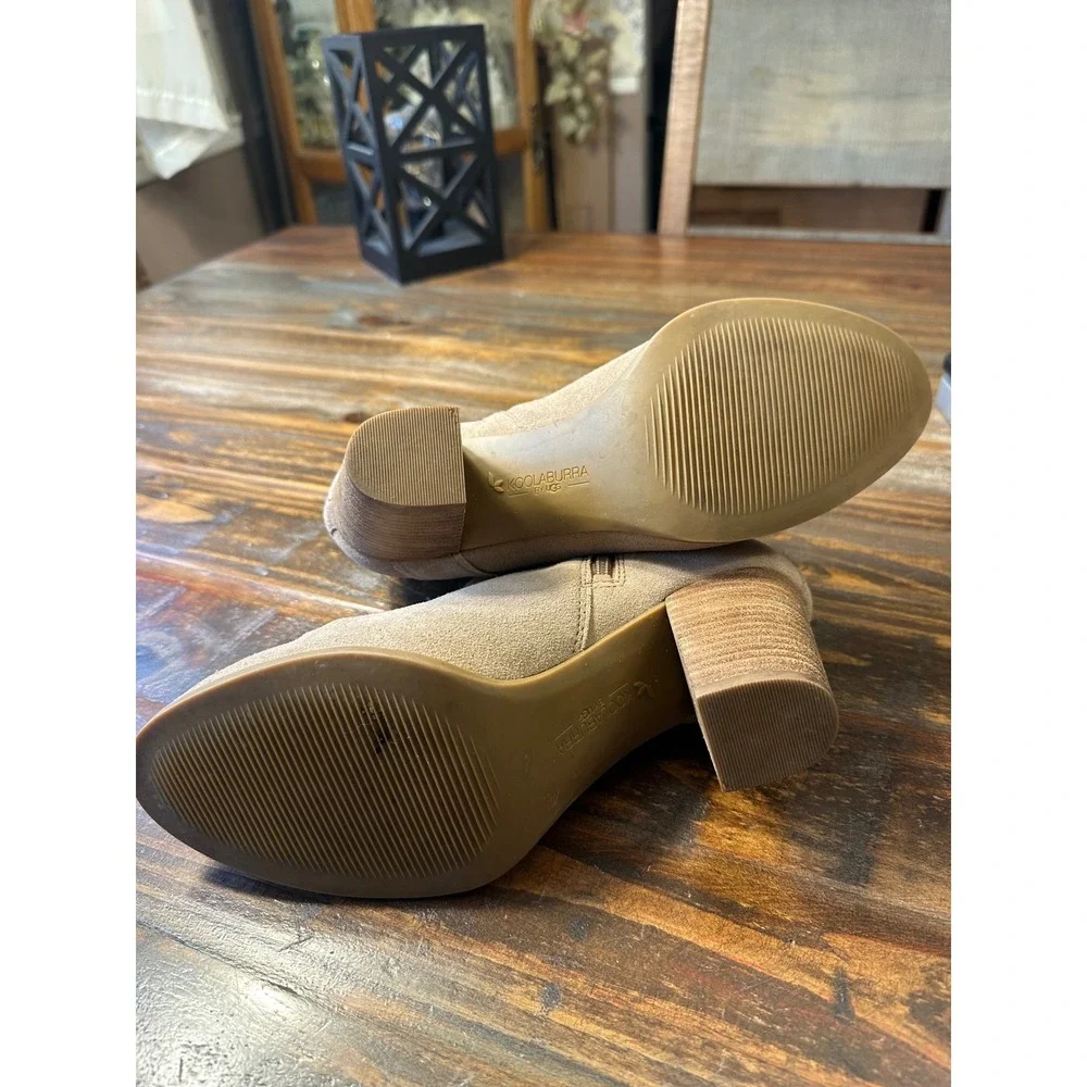 Koolaburra by UGG Shazi‎ Taupe Suede Block Heel Ankle Booties Womens 9